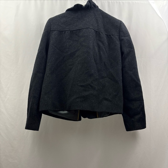 J Crew Fiona Ruffle Black Wool Tweed Jacket Blazer Size 10 Buttons - Picture 13 of 13